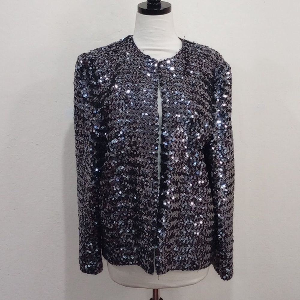 Rimini Blazer Jacket with Silver Sequins, Size 10 - Vintage!